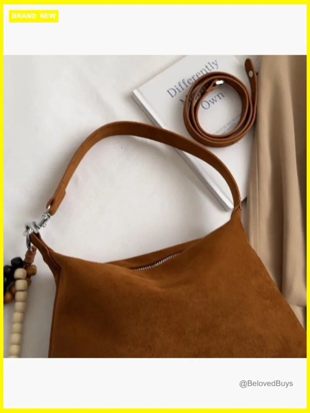 Slouchy Faux Suede Hobo Bag with Adjustable Strap